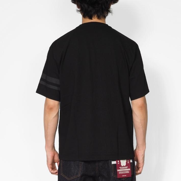 桃太郎ジーンズ（MOMOTARO JEANS） Tシャツ 半袖 袖プリント二本線