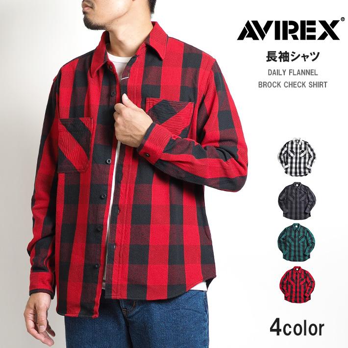 AVIREX アビレックス 長袖シャツ フランネル ブロックチェック AVIREX アビレックス 長袖シャツ フランネル ブロックチェック