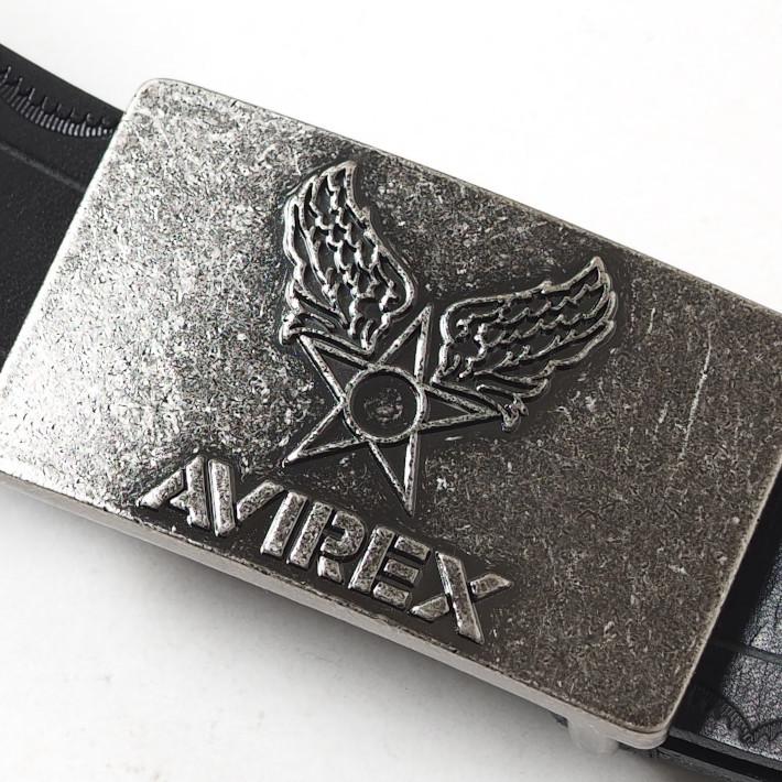 AVIREX アヴィレックス スター フェザー ロゴ バックル ベルト 星 羽 AVIREX アビレックス レザーベルト 牛革 日本製 ロゴバックル