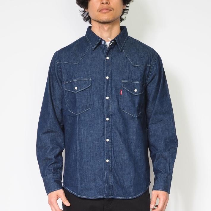 EDWIN（エドウィン） ウエスタンシャツ デニムシャツ 長袖 無地