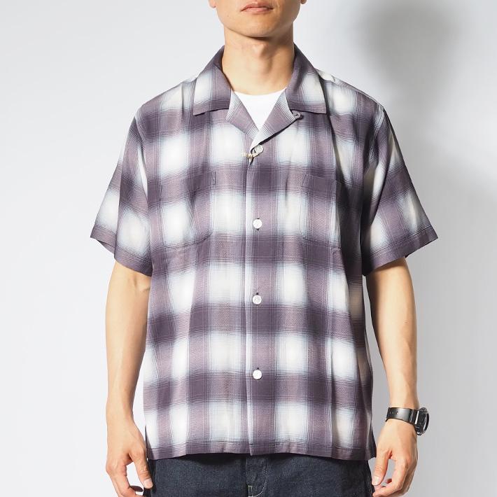 HOUSTON ヒューストン オンブレ チェックシャツ 半袖シャツ