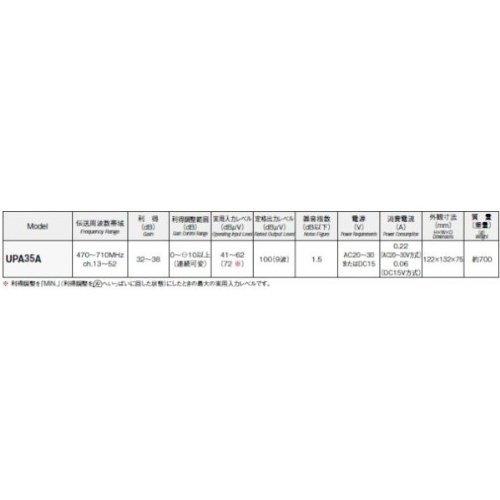 【新登場】 マスプロ UHFプリアンプ 35dB型 UPA35A 【8004782068】(28654円)