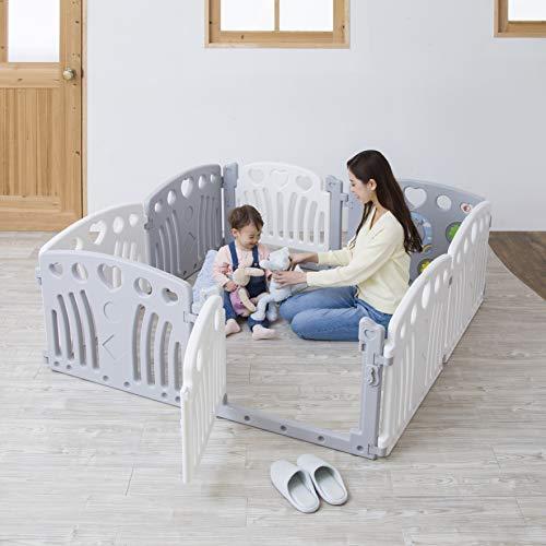 カトージ ベビーサークル 2ドア コロコロランド ホワイト&グレー 5か月~ 63903 