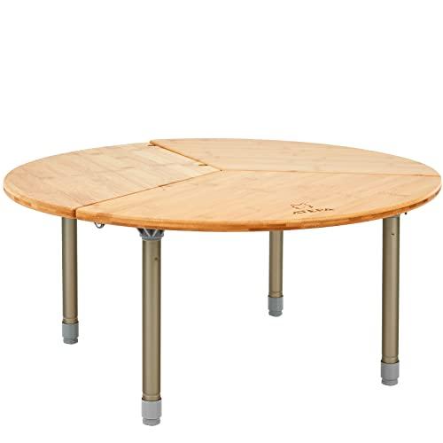 ATEPAATEPA キャンプ テーブル ちゃぶ台 直径65cm アウトドアテーブル ローテーブル 円形 高さ調整 30cm-40cm無段階 竹製