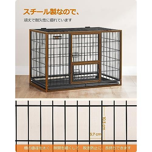 FEANDREA 犬ケージ 折りたたみ ペットケージ 中型犬 小型犬 ダブルドア付き トレー付き ペットサークル 大型 組? 犬ケージ