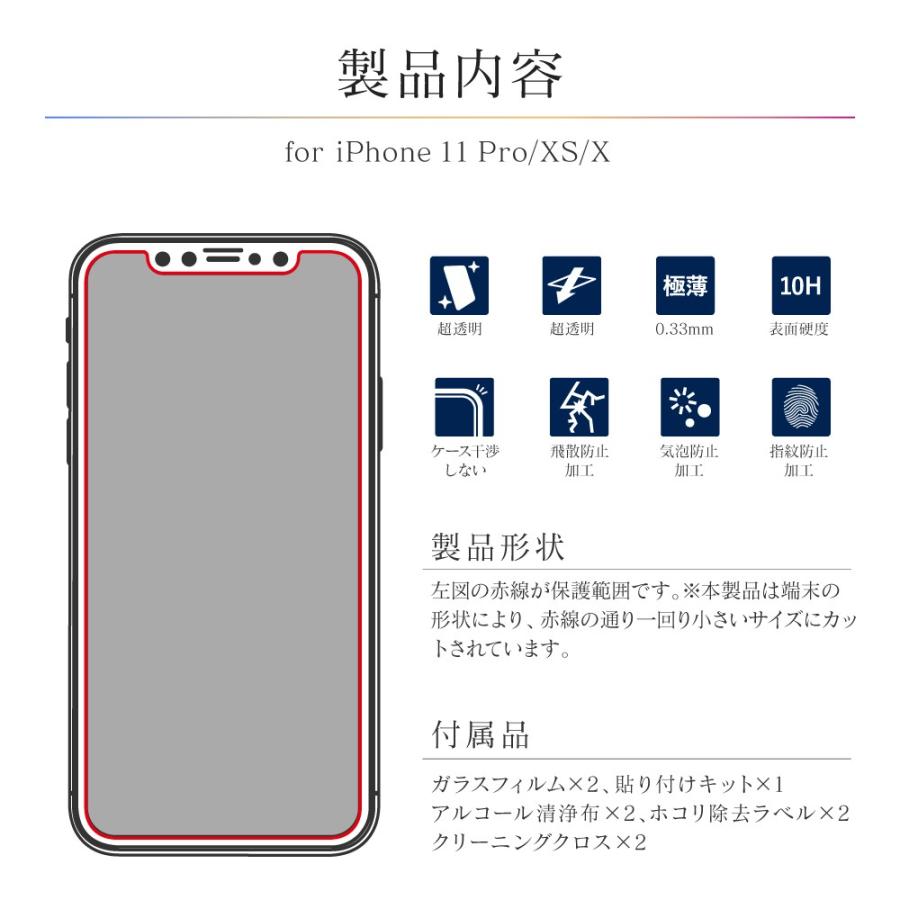 iPhone 11 フィルム iPhone11Pro XS XR AQOUS sense3 lite 2枚セット ガラスフィルム 液晶保護 GLASS PREMIUM FILM スタンダードサイズ 超透明 | LEPLUS | 05
