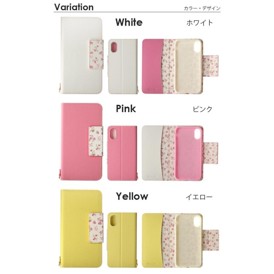 iPhone XS X 手帳型ケース カバー フラワー柄ブックケース Bouquet