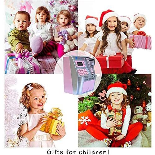 2お金 おもちゃ ATM貯金箱子供のためのリアルマネー大人のためのピンクの個人用ATM機 デビットカードコイン認識ビルフィー 並行輸入 Pink
