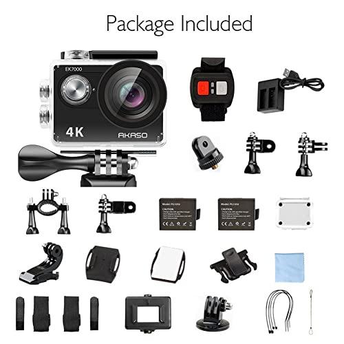 AKASO EK7000 アクションカメラ 4K 2000万画素 リモコン付き 外部マイク対応 WiFi搭載 広角レンズ 1050mAh 並行輸入 EK7000 AKASO 4K