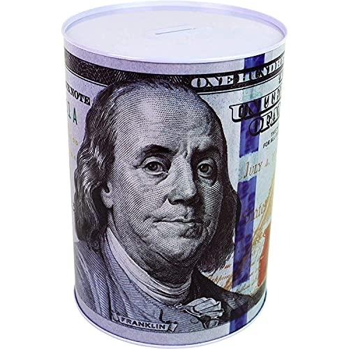 $100ドル札貯金箱 高さ5 7/8インチ コイン節約通貨 ベンジャミン フランクリン ブリキ缶 紙幣瓶1パック、7 1/4 X 4 並行輸入