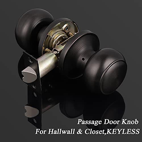 knobelite　3パック　円形パッセージドアノブ　クローゼット用　ロックなしノブ　内装　外装ドアロックセット　廊下　キーレスドアノブ　並行輸入