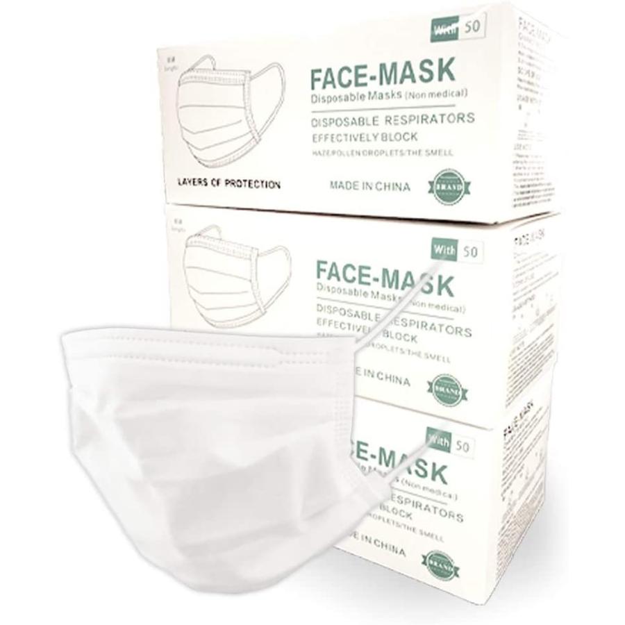 【即発送可能】 不織布マスク 150枚 3箱 GALLEID SANITARY MASK 日本限定 使い捨てマスク 普通サイズ ノーズワイヤー プリーツ型 3層構造 ホワイト