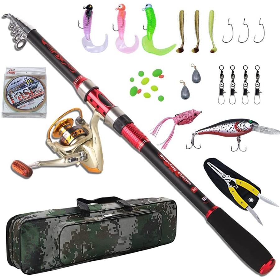 Agool 釣り入門セット 釣り竿セット 多機能挿地式竿立て付きロッド 初心者 子供 海釣り 投げ釣り ルアーセット スピニングリール Peライン ラ 新品登場