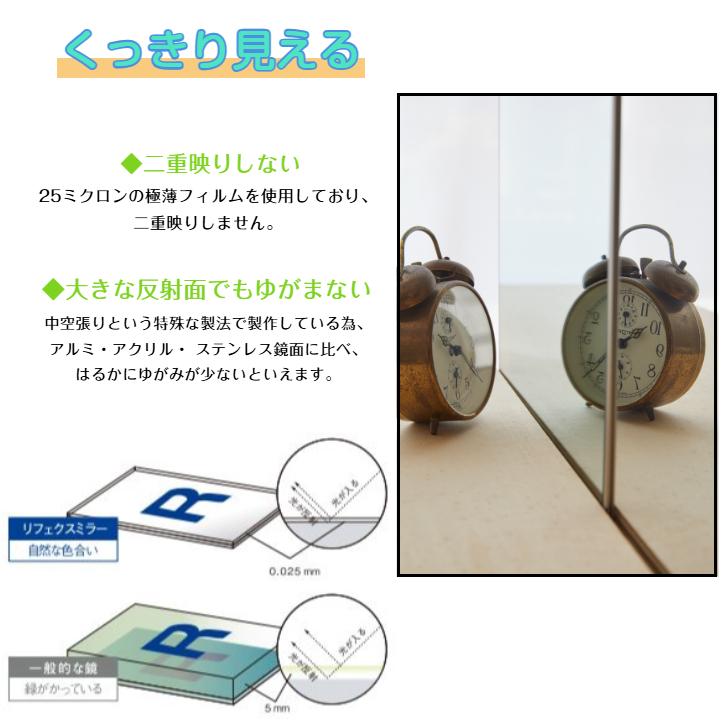 割れない鏡 リフェクスミラー ドア掛けタイプ 【木目調オーク】 20×120