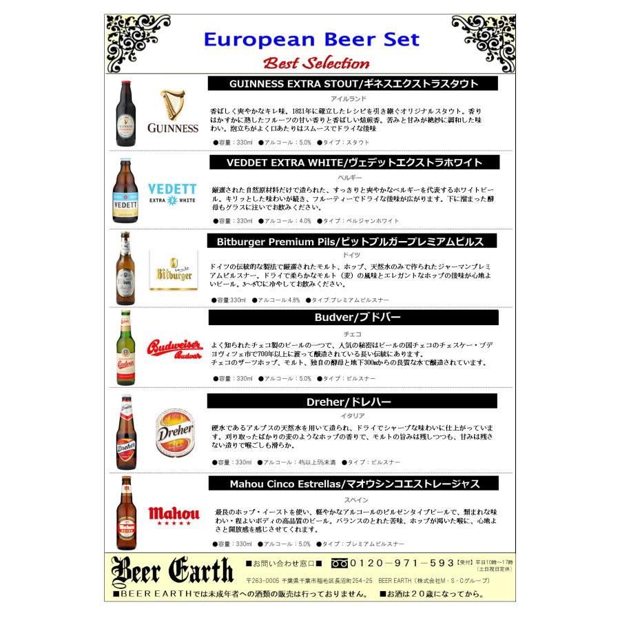 父の日 ヨーロッパの人気ビール 6本 飲み比べギフトセット 欧州ビール詰め合わせセット 海外ビール おしゃれ | GUINNESS | 01
