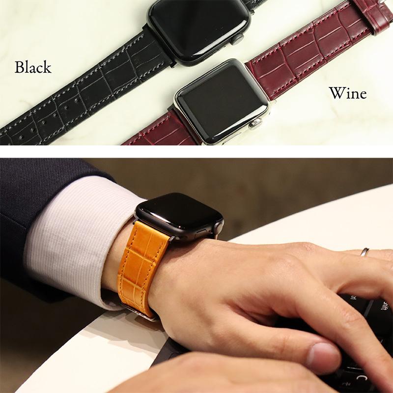 アップルウォッチ バンド ワニ皮 クロコダイル クロコ 撥水加工 applewatch 38mm 40mm 41mm 42mm 44mm 45mm 49mm MSGP001 メンズ レディース Ultra 8 | BAMBI | 05