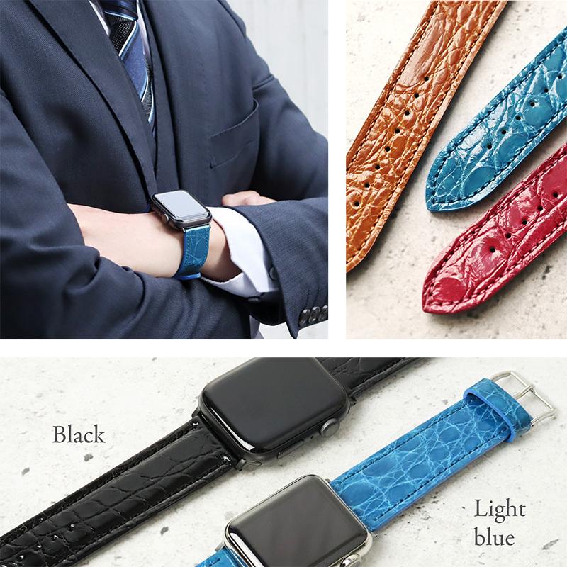 アップルウォッチ バンド ワニ皮 カイマン applewatch 38 40 41 42  44 45 49mm MSGW002 メンズ レディース Ultra 8 | BAMBI | 04