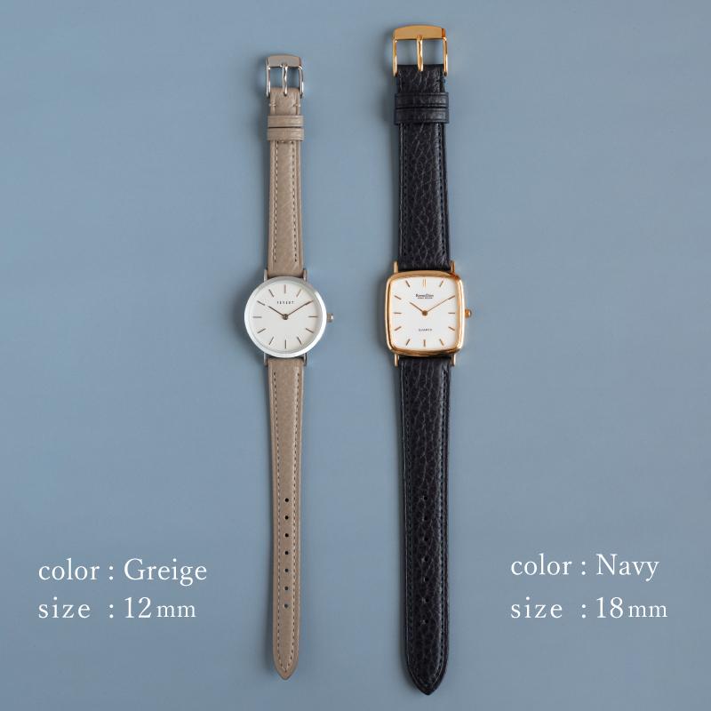 本革 イタリアンレザー 12mm 14mm 16mm 18mm 時計ベルト 腕時計 ベルト レディース グレージュ ベージュ ネイビー ピンク 牛革 バンビ 時計バンド BCA065 | BAMBI | 06