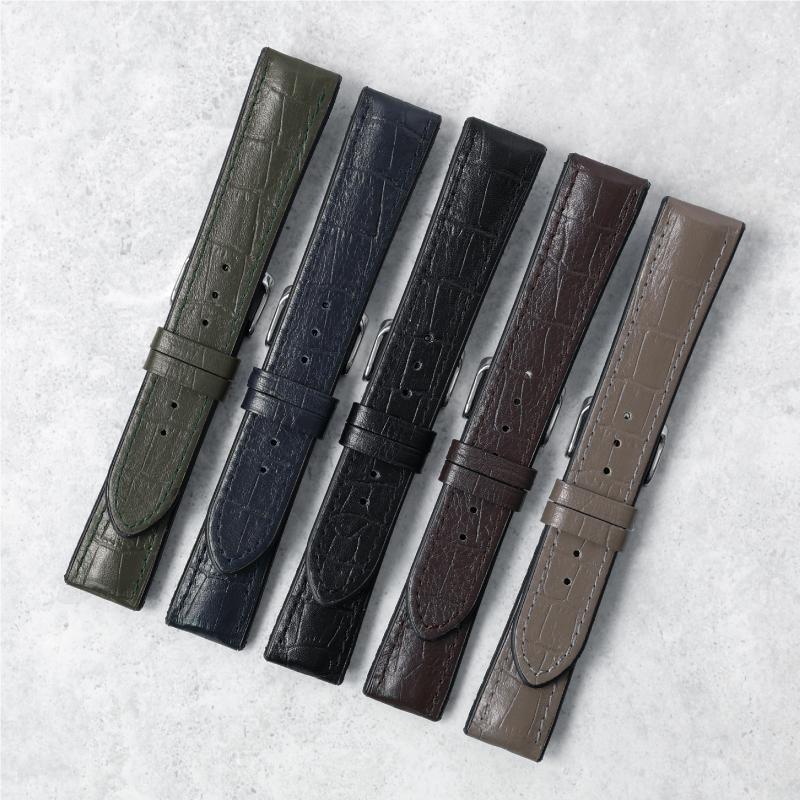 22mm 20mm 裏ラバー 時計 ベルト 撥水 革 レザー 本革 牛革 腕時計 時計ベルト 腕時計 バンド クロコ型押し メンズ バンビ BAMBI RUBION BCE071 BKE171 | BAMBI | 01