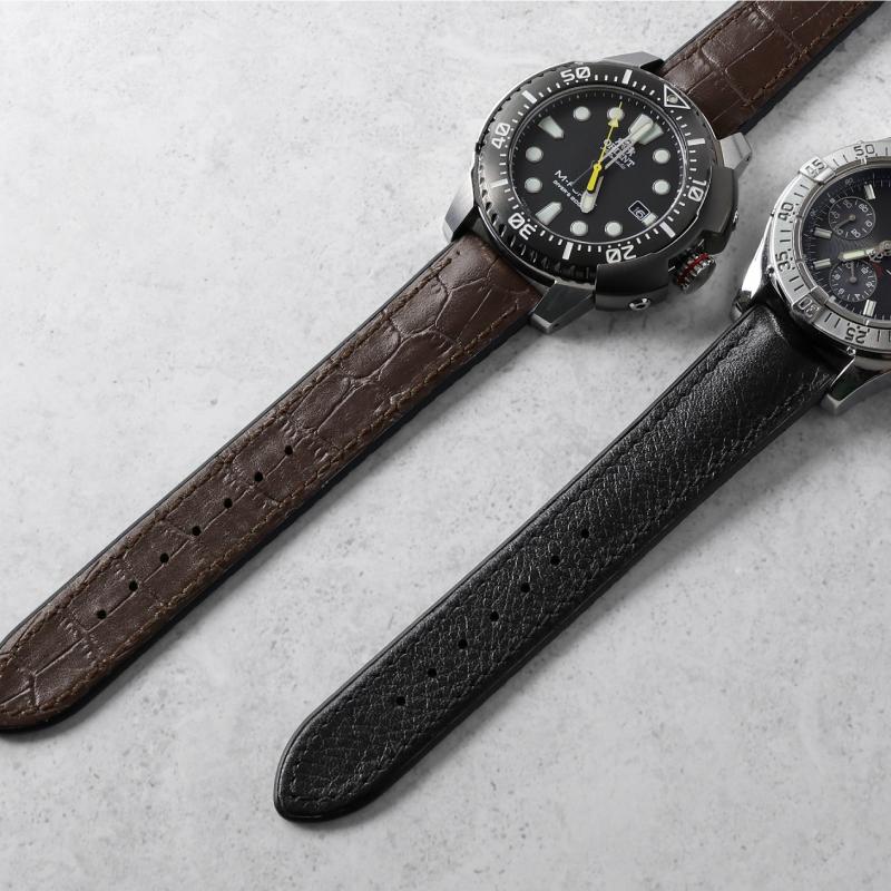 22mm 20mm 裏ラバー 時計 ベルト 撥水 革 レザー 本革 牛革 腕時計 時計ベルト 腕時計 バンド クロコ型押し メンズ バンビ BAMBI RUBION BCE071 BKE171 | BAMBI | 03