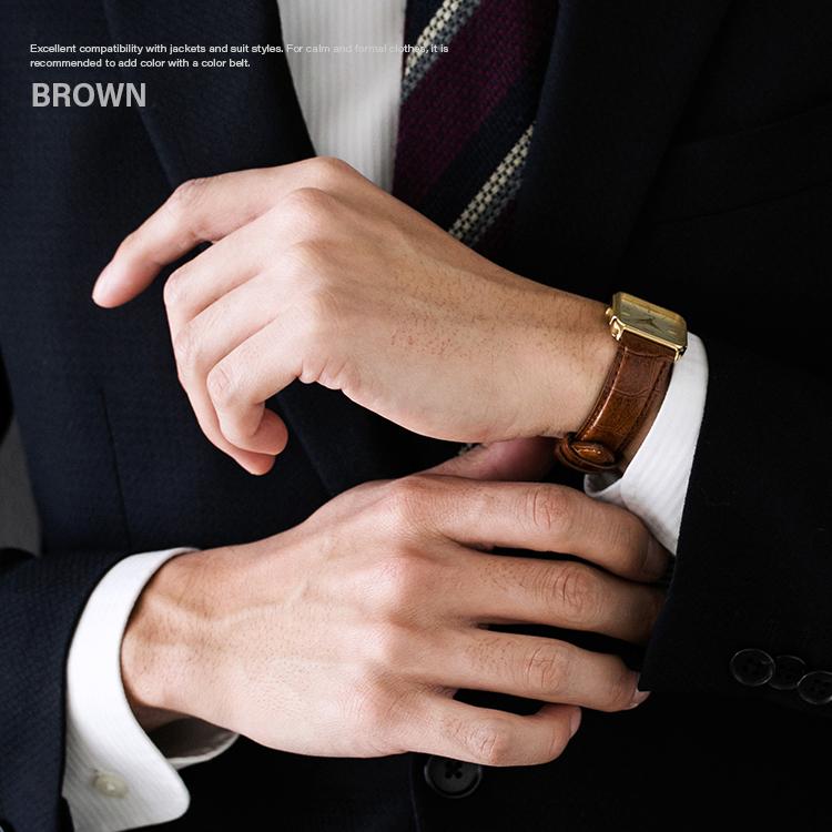 本革 撥水 時計ベルト ワニ型押し 10mm 11mm 12mm 13mm 14mm 15mm 16mm 17mm 18mm 19mm 20mm 革 牛革 レザー 腕時計 ベルト スコッチガード 防水 BKME051 バンビ | BAMBI | 08