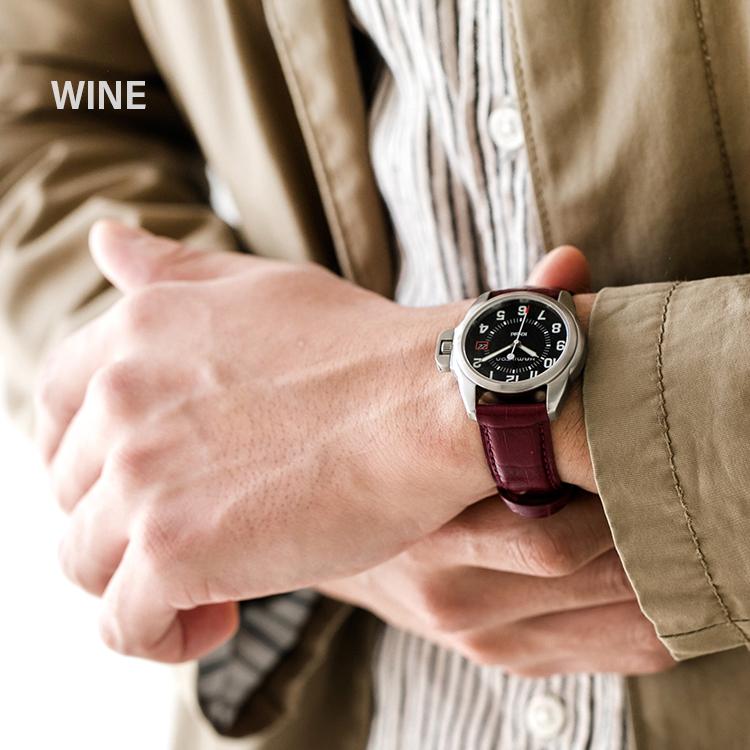 本革 撥水 時計ベルト ワニ型押し 10mm 11mm 12mm 13mm 14mm 15mm 16mm 17mm 18mm 19mm 20mm 革 牛革 レザー 腕時計 ベルト スコッチガード 防水 BKME051 バンビ | BAMBI | 06