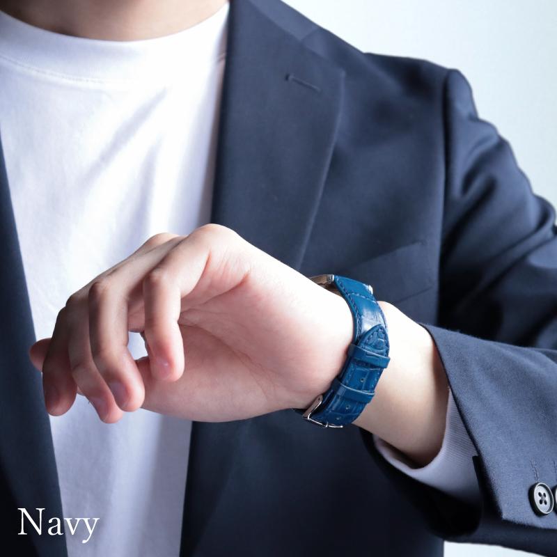 【撥水レザー】 時計ベルト クロコ型押し 20mm 19mm 18mm 17mm 16mm 15mm 14mm 13mm 12mm 11mm 10mm 撥水 レザー 腕時計ベルト スコッチガード 防水 BKME053 | BAMBI | 14