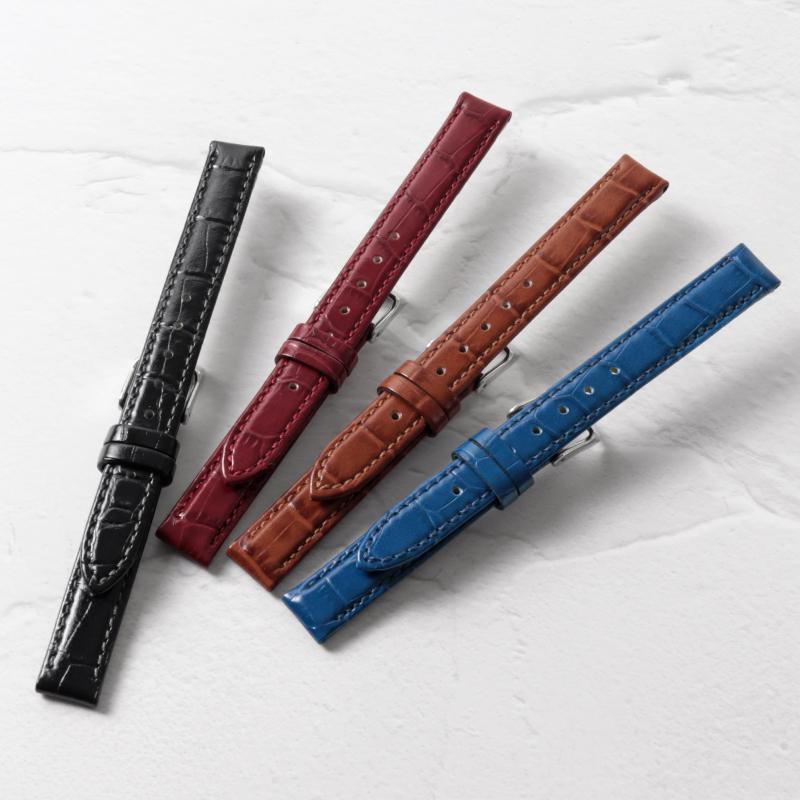 【撥水レザー】 時計ベルト クロコ型押し 20mm 19mm 18mm 17mm 16mm 15mm 14mm 13mm 12mm 11mm 10mm 撥水 レザー 腕時計ベルト スコッチガード 防水 BKME053 | BAMBI | 16