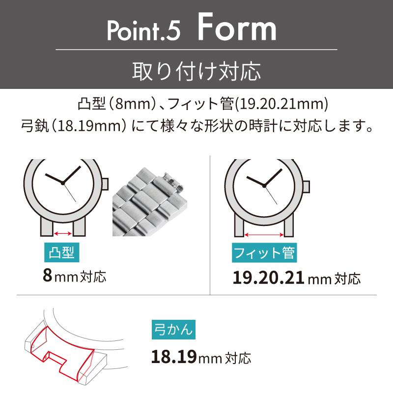 時計ベルト 交換 ステンレス 18mm 19mm 20mm 21mm シルバー メタル 金属 腕時計ベルト 時計バンド 時計 ベルト バンド バンビ BSB1124-S｜msg｜07