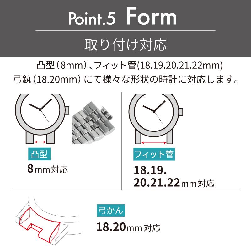 時計ベルト 交換 ステンレス 18mm 19mm 20mm 21mm 22mm シルバー メタル 金属 腕時計ベルト 時計バンド 時計 ベルト バンド バンビ BSBE1168S | BAMBI | 06