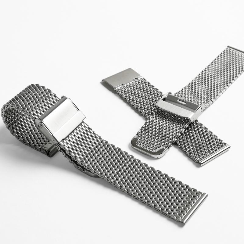 厚型 メッシュ スライド式 ステンレス 時計ベルト 20mm 21mm 22mm 24mm  鏡面 サテン シルバー 腕時計 バンド ベルト BSNE1210S BSNE1211S BSNE1212S BSNE1213S | BAMBI | 08