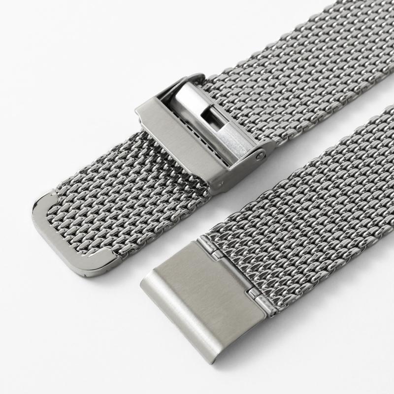 厚型 メッシュ スライド式 ステンレス 時計ベルト 20mm 21mm 22mm 24mm  鏡面 サテン シルバー 腕時計 バンド ベルト BSNE1210S BSNE1211S BSNE1212S BSNE1213S | BAMBI | 09