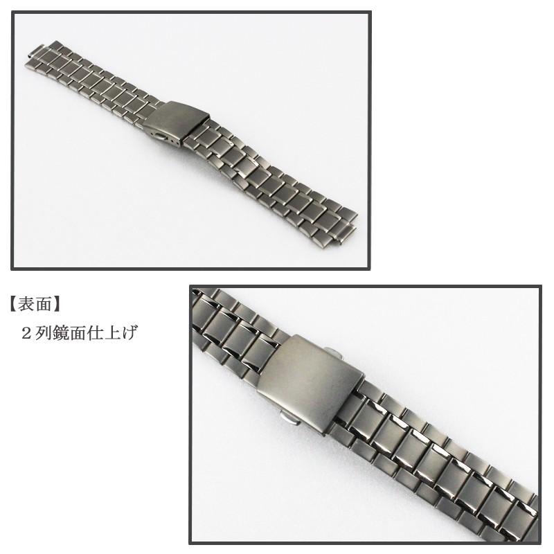 チタン 腕時計ベルト 部分鏡面 19mm 20mm 22mm 軽量 弓カン 対応 バンビ 時計ベルト メタル 金属 アレルギー 時計 ベルト 時計バンド メンズ シルバー BTBE1233N | BAMBI | 02