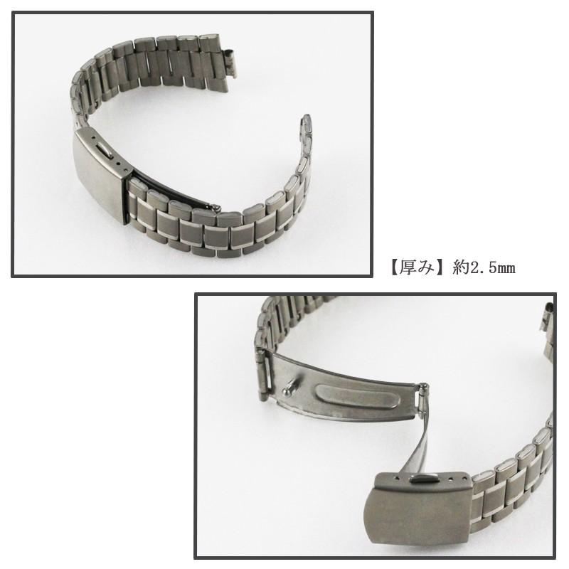 チタン 腕時計ベルト 部分鏡面 19mm 20mm 22mm 軽量 弓カン 対応 バンビ 時計ベルト メタル 金属 アレルギー 時計 ベルト 時計バンド メンズ シルバー BTBE1233N | BAMBI | 03