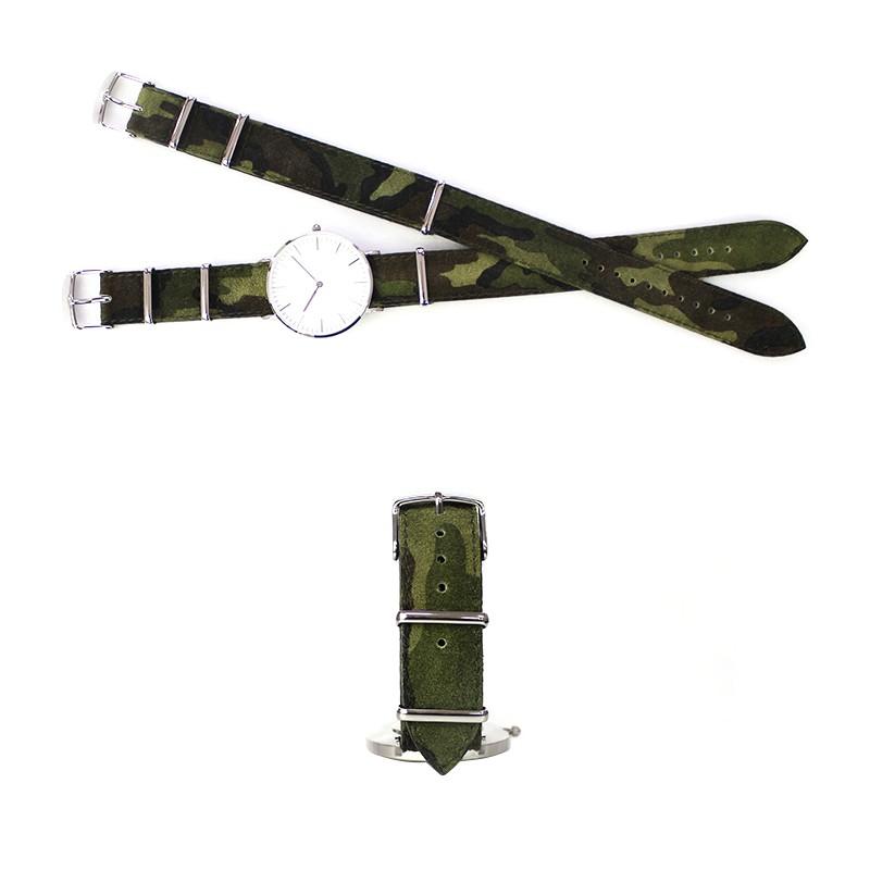 NATOベルト 16mm 18mm 20mm 時計ベルト 腕時計 ベルト 時計バンド 時計 バンド FIF カモフラージュ プリント 豚革 NATO 迷彩 グリーン バンビ FIFAN003 | BAMBI | 01