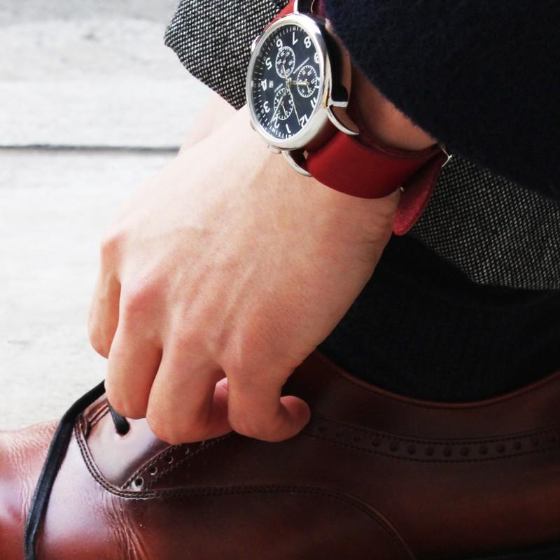 本革 NATOベルト 16mm 18ｍｍ 20mm  時計ベルト 腕時計 ベルト 時計バンド 時計 バンド nato オイルレザー 牛革時計ベルト NATO FIF バンビ FIFCN007 | BAMBI | 05