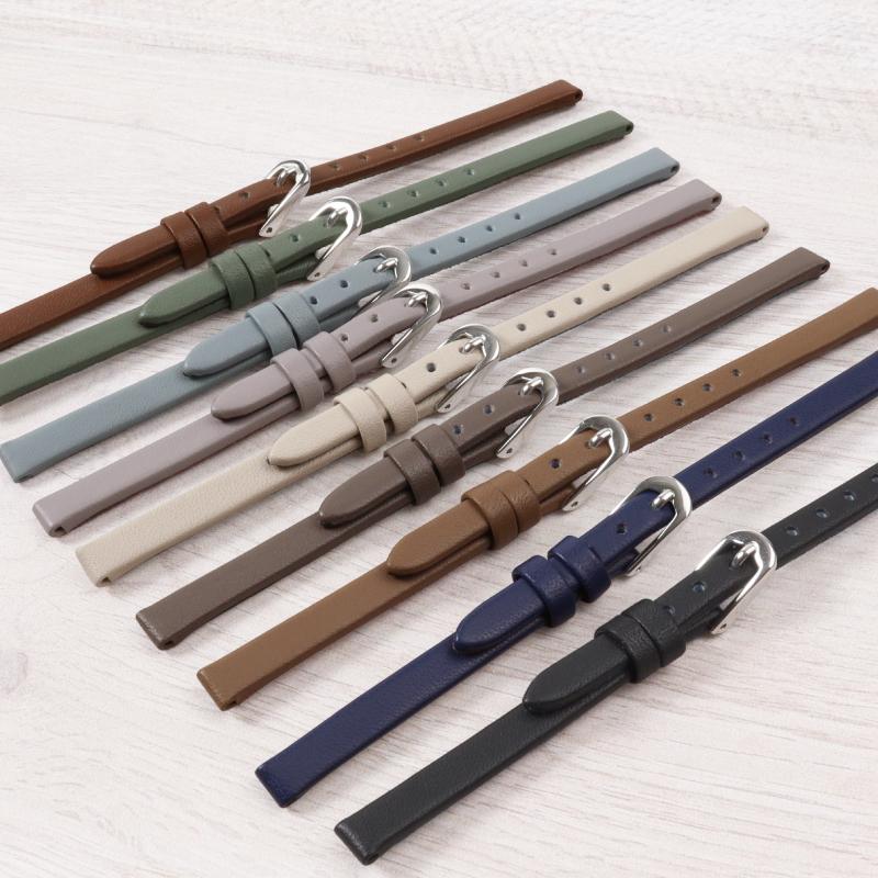 撥水レザー 本革 細幅 6mm 7mm 8mm 9mm 10mm 12mm 時計ベルト 腕時計 ベルト レディース グレージュ アイボリー 牛革 バンビ 時計バンド スモール サイズ MC001 | BAMBI | 10