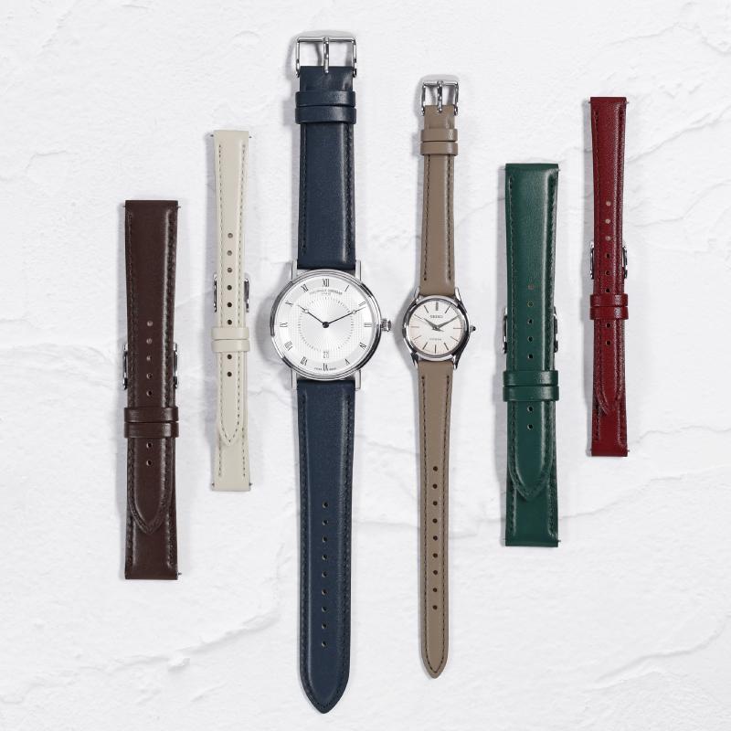 【レバータイプ】撥水 本革ベルト  10mm 11mm 12mm 13mm 14mm 16mm 17mm 18mm 19mm 20mm 21ｍｍ 22mm 奇数幅 レザー 時計ベルト 牛革 クリッカー バンビ MC002 | BAMBI | 11