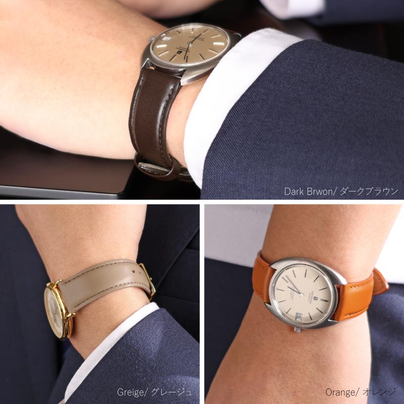 【レバータイプ】撥水 本革ベルト  10mm 11mm 12mm 13mm 14mm 16mm 17mm 18mm 19mm 20mm 21ｍｍ 22mm 奇数幅 レザー 時計ベルト 牛革 クリッカー バンビ MC002 | BAMBI | 17