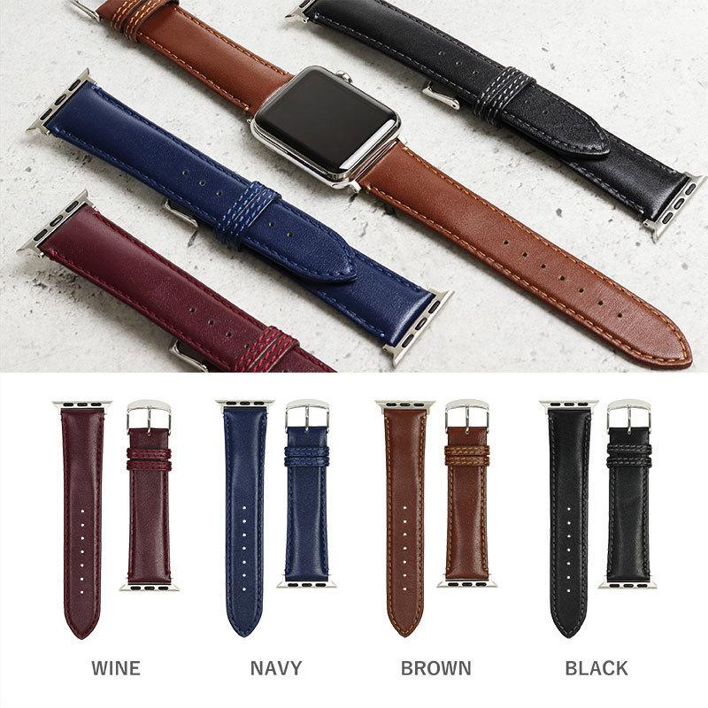 アップルウォッチ バンド 革 牛革 スコッチガード 交換バンド スリム ビジネス applewatch 38mm 40mm 41mm 42mm 44mm 45mm 49mm app-BCMB003 メンズ レディース | Apple Watch | 11