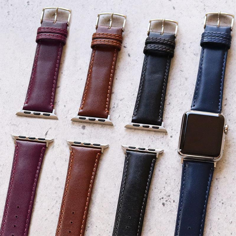 アップルウォッチ バンド 革 牛革 スコッチガード 交換バンド スリム ビジネス applewatch 38mm 40mm 41mm 42mm 44mm 45mm 49mm app-BCMB003 メンズ レディース | Apple Watch | 06