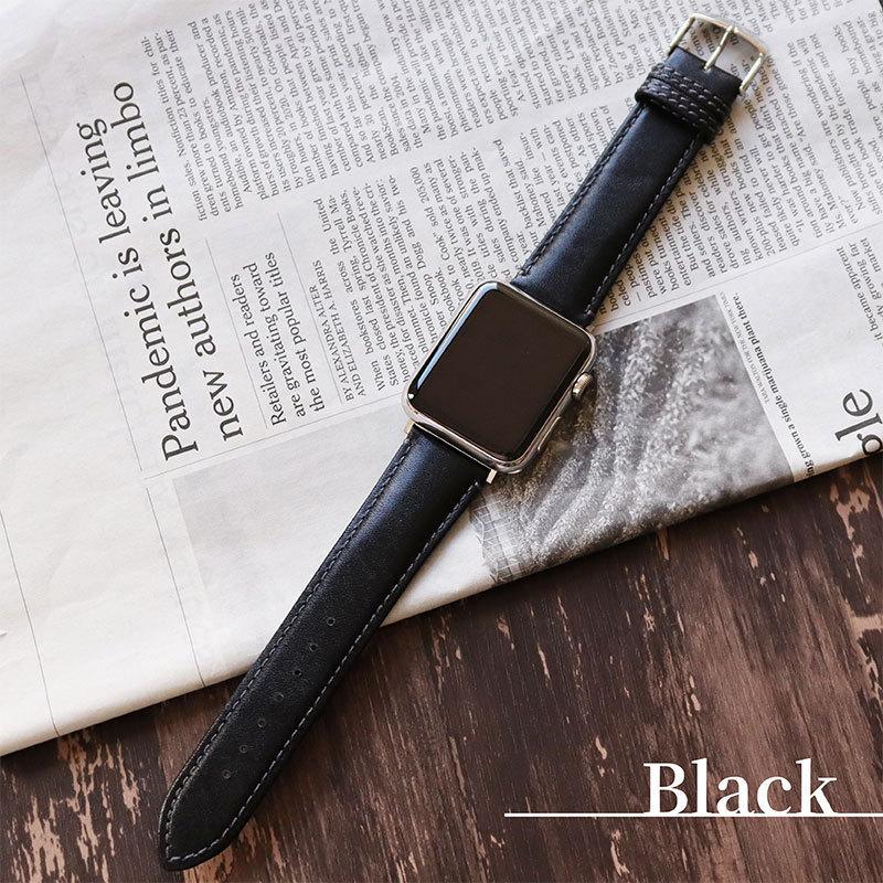 アップルウォッチ バンド 革 牛革 スコッチガード 交換バンド スリム ビジネス applewatch 38mm 40mm 41mm 42mm 44mm 45mm 49mm app-BCMB003 メンズ レディース | Apple Watch | 07