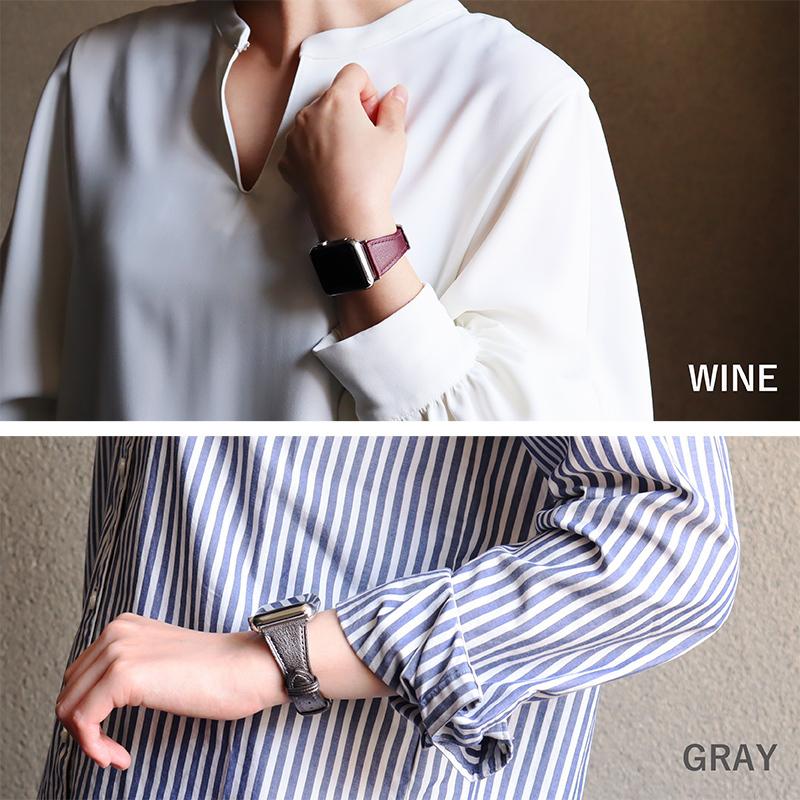 アップルウォッチ バンド スリム 細 ゴートスキン ヤギ革 メタリック  applewatch Series1 2 3 4 5 6 7 SE 8 Ultra 38 40 41 42 44 45 49mm MSGC006 レディース | BAMBI | 07