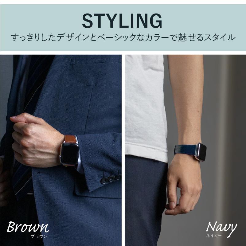 アップルウォッチ バンド 革 牛革 スコッチガード 交換バンド スリム ビジネス applewatch 38 40 41 42 44 45 46 49mm RWM021_RWM521 メンズ レディース Ultra 8 | Apple Watch | 13