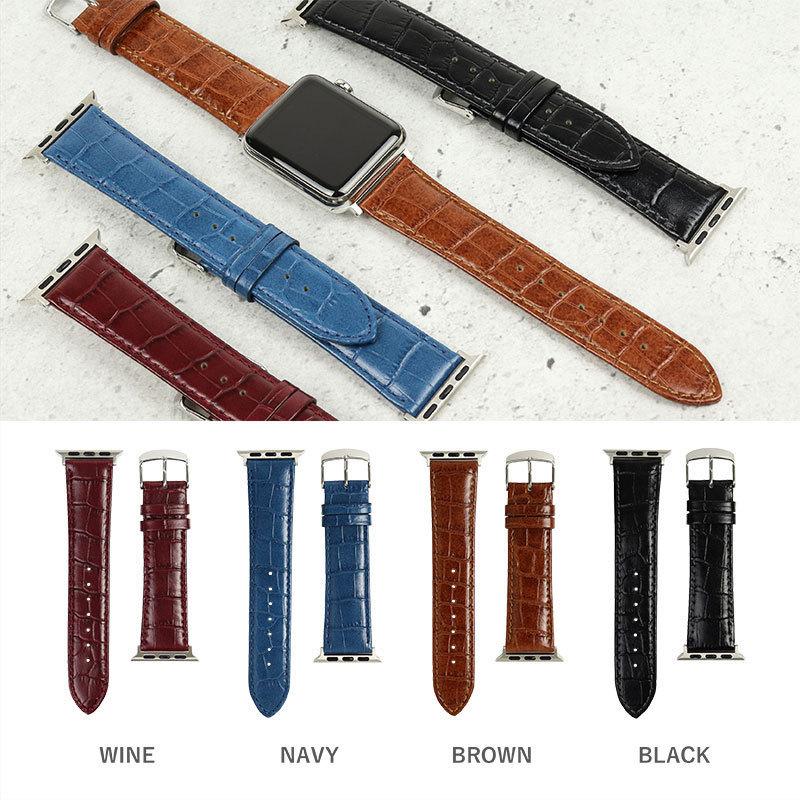 アップルウォッチ バンド 革 牛革 スコッチガード 交換バンド スリム ビジネス applewatch 38mm 40mm 41mm 42mm 44mm 45mm 49mm app-BKMB053 男性 女性 | Apple Watch | 12