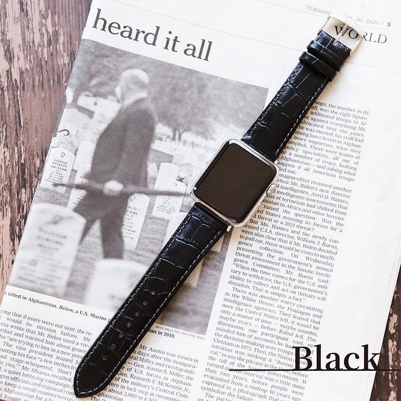 アップルウォッチ バンド 革 牛革 スコッチガード 交換バンド スリム ビジネス applewatch 38mm 40mm 41mm 42mm 44mm 45mm 49mm app-BKMB053 男性 女性 | Apple Watch | 08