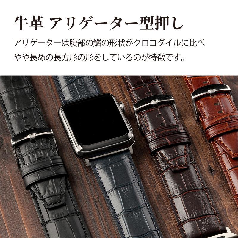 アップルウォッチ バンド 革 高級感 着せ替え 交換バンド スリム ビジネス 牛革 アリゲーター型押し applewatch 38,40,42,44,45,49mm MSGK112 メンズ レディース | Apple Watch | 01