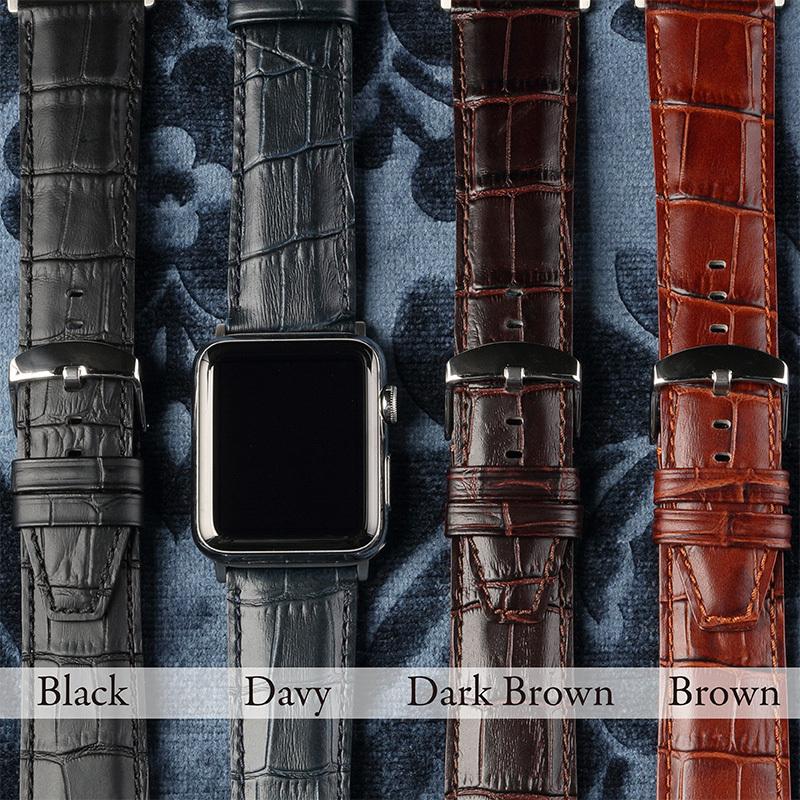 アップルウォッチ バンド 革 高級感 着せ替え 交換バンド スリム ビジネス 牛革 アリゲーター型押し applewatch 38,40,42,44,45,49mm MSGK112 メンズ レディース | Apple Watch | 04