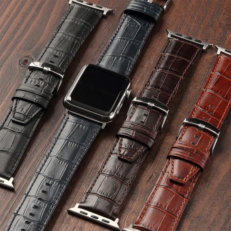 アップルウォッチ バンド 革 高級感 着せ替え 交換バンド スリム ビジネス 牛革 アリゲーター型押し applewatch 38,40,42,44,45,49mm MSGK112 メンズ レディース | Apple Watch | 05