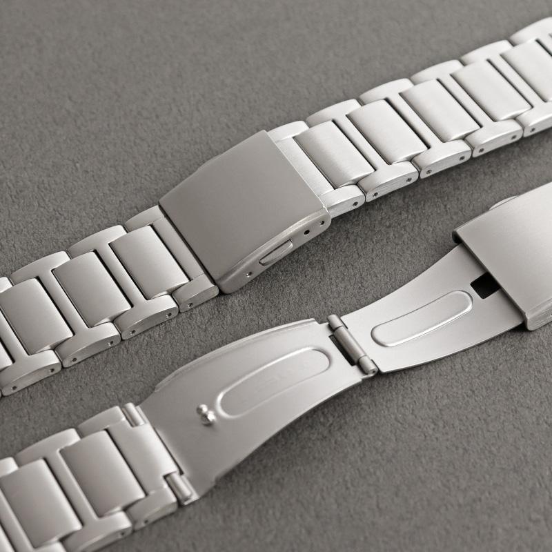 チタン 時計バンド 22mm 24mm 超硬質メッキ サテン テーパード バンビ 軽量 時計ベルト 腕時計 ベルト メタル バンド 金属 アレルギー シルバー OTBE1251H | BAMBI | 01